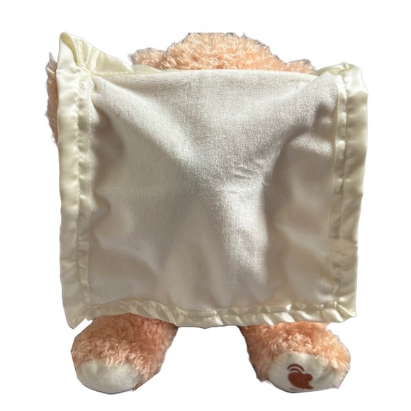 TAN HIDE AND SEEK TALKING TEDDY BEAR WITH SATIN BLANKET - Picture 3 of 5